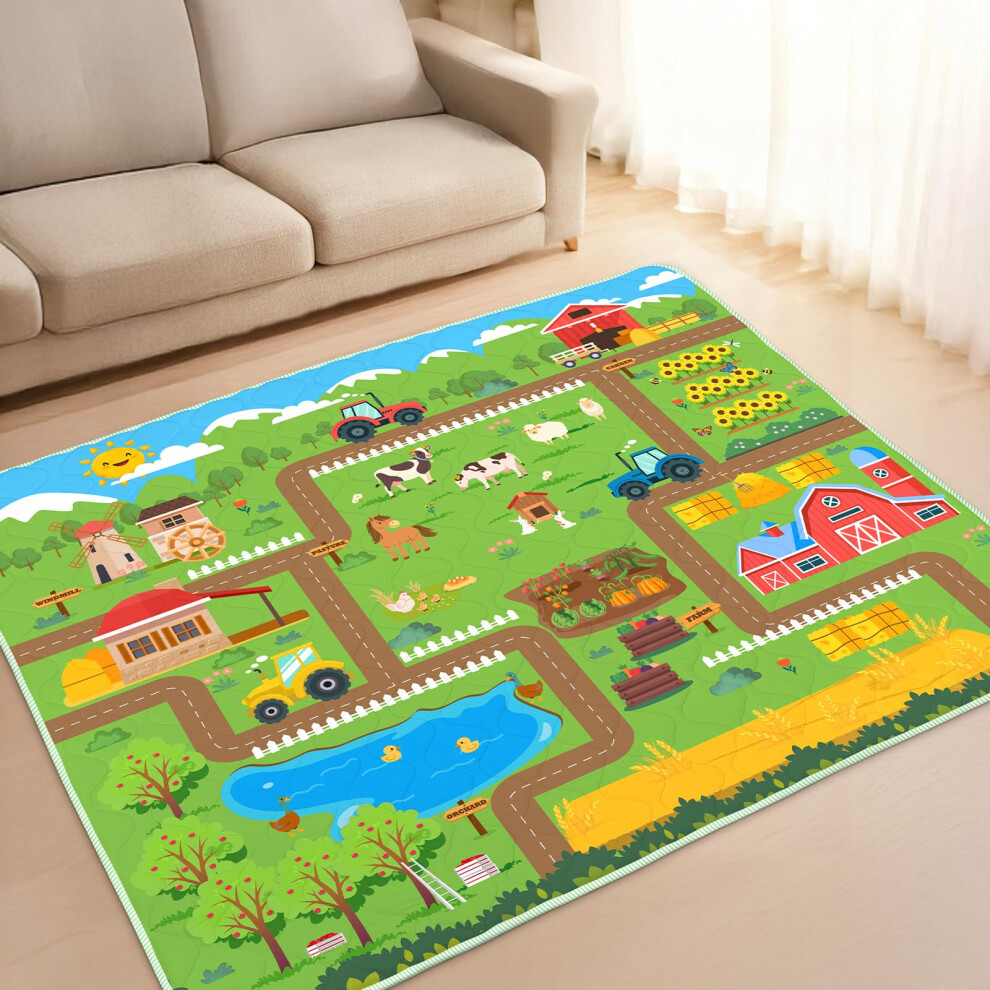 Kids Play Mat For Floor,180X150cm Large Playmat, Soft And Safe Foam Floor Mat Washable Foldable For Boys & Girls Alldomess