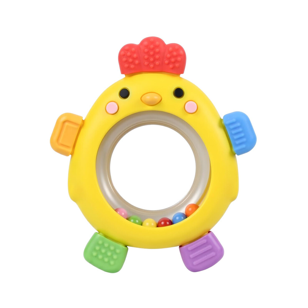 Teething Toys For Baby, Baby Rattles Newborn 0-6 Months, Baby Teether, Silicone Teething Ring For Boy Girl Infant Gripping Teething Practice (Yellow) Yellow Zmyueda