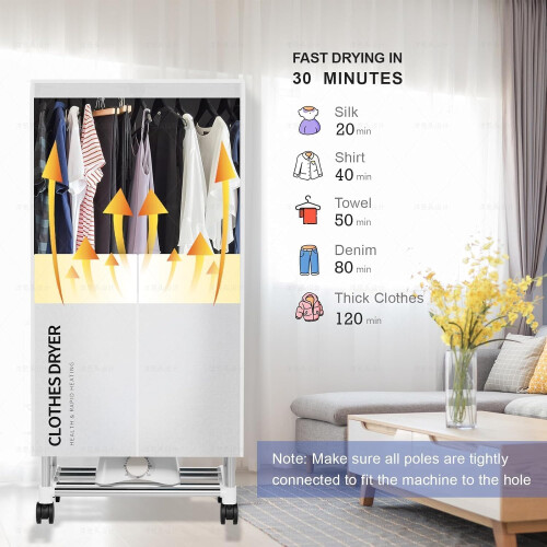 Clothes Dryer, Portable Drying Machine with Timer, 60inch 2