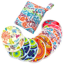 Pinowu Organic Bamboo Nursing Pads - 10 Reusable Pads + Wet Bag + Wash Bag, Breastfeeding Nipple Pads for Maternity Breast Feeding (Super Comfy, Larg