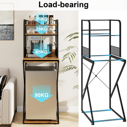 PUNCIA 4-Tier Mini Fridge Stand with Mini Fridge Space Coffee Bar Organiser 2