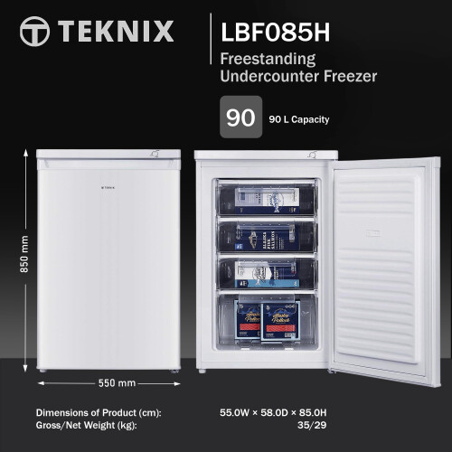 Teknix LBF085H Freestanding Undercounter Freezer - 55cm Width 1
