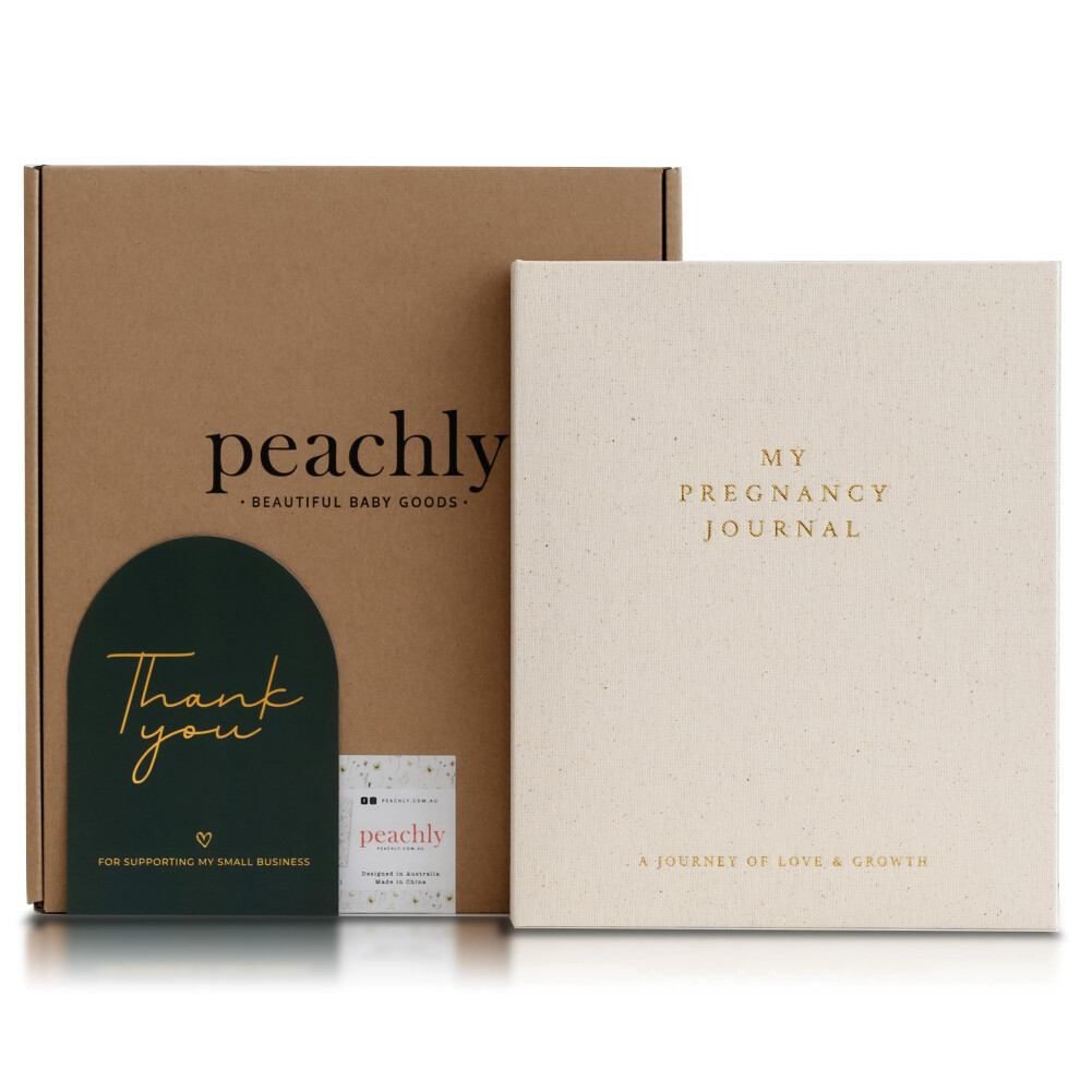 Peachly Pregnancy Journal - Linen Pregnancy Book To Capture Every Milestone - Pr