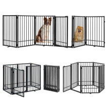 HIDOG Metal Freestanding Dog Gate with Door, Extra Wide 307 cm, Height 78 cm Foldable Dog Gates for Doorways, Tall Dog Fence Indoor Outdoor Pet Gates,