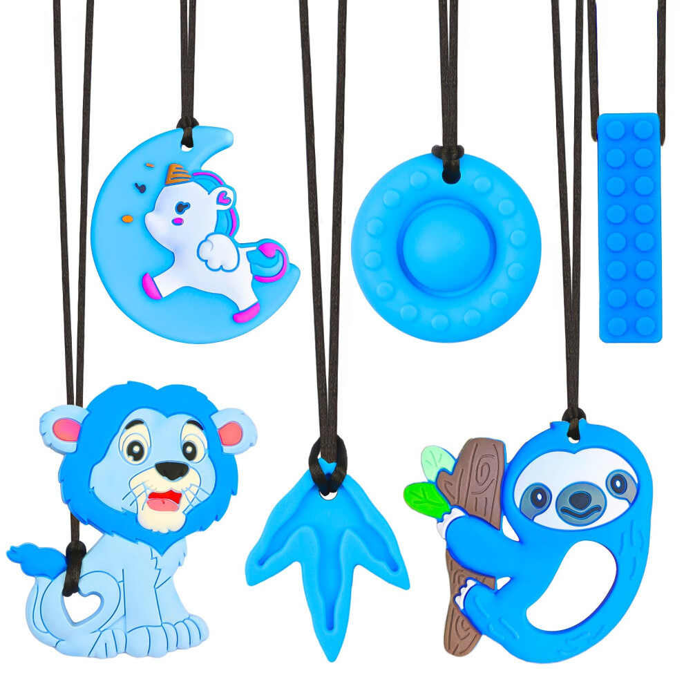 6Pcs Sensory Chew Necklace, Biting Toys For Autistic Kids,Chewy Necklace Value Pack,Teether Toys For Children With Autism, Adhd,Safe, Durable, & Easy Nhcuijun