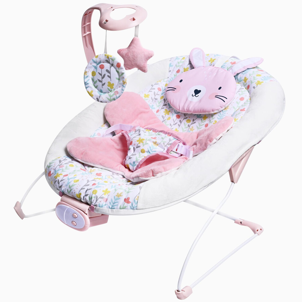Ladida Baby Bouncer For Birth To 6 Months, Baby-Rocker With 3 Speeds And 8 Soothing Songs, Vibrating Infant Seat With Removable Toy Bar, Portable And