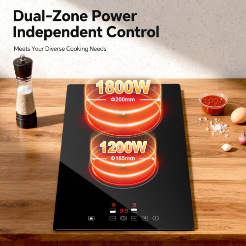 SNDOAS 30cm Ceramic Hob 2 Zones, 3000W Electric 2
