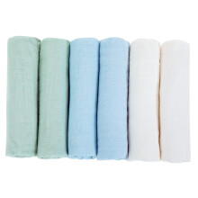 Tiny Trees Baby Muslin Cloths Pack of 6, 7070cm Large Bamboo Cotton Muslin Squares, Soft Absorbent Burp Cloths & Reusable Wipes for Newborns