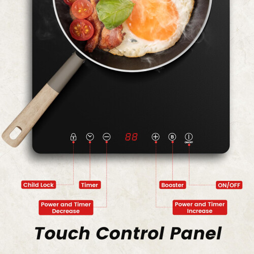 BOOVAL Single Induction Hob, Portable Electric Induction Cooker, 2