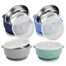 o'doe Suction Bowls for Baby, Non-Toxic Stainless Steel Baby Bowls with Suction 5" BPA-Free Baby Bowls for Weaning & Self Feeding