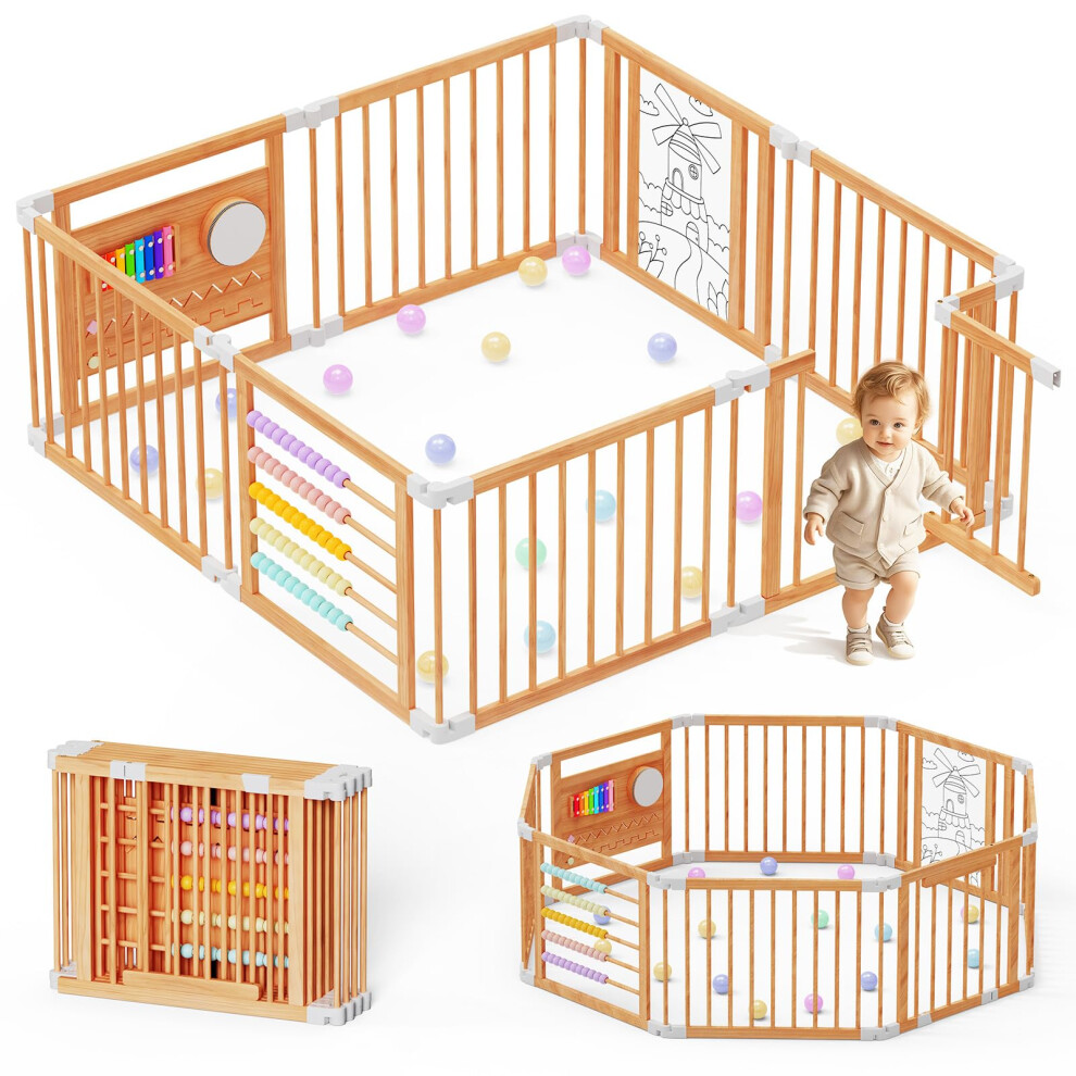 Meulbaty Baby Playpen - 160X160x61cm Adjustable Size & Shape Foldable Play Yard, Baby Fence Play Area For Indoor Use For Babies And Toddlers(8 Pieces)