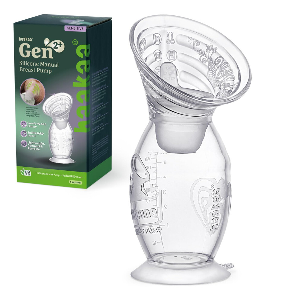 Gen.2 Manual Breast Pump 5Oz./150Ml (Multi-Ring) & Stopper Set - Premium Silicone Made,Suitable For Breastfeeding Mom Haakaa