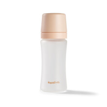 Nuby RapidBottle Anti-Colic Glass Feeding Bottle - Rapid Bottle with Silicone Coated Glass Bottle with Breast-Like Teat | Quick Feed | No Microplasti