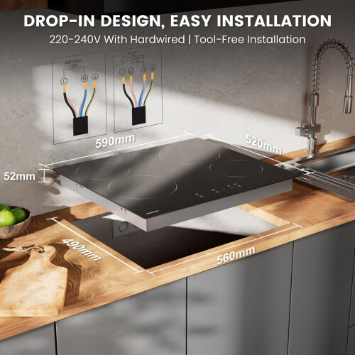 AURAKICH Ceramic Hob 59cm 4 Zone Electric Hob 2