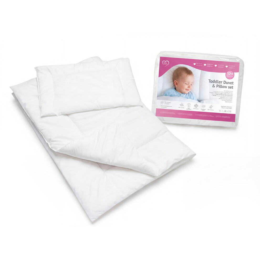 2 Piece Cot Bed Duvet Quilt & Flat Pillow Set 12M+ (135X100 Cm) Baby Comfort