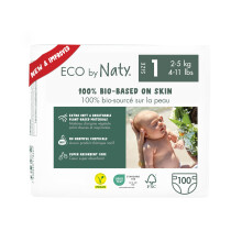Naty Baby Nappies Newborn - 100% Plant-Based Materials on Skin, Extra Soft, for Sensitive Skin & Super Absorbent (Size 1, 100 Count)