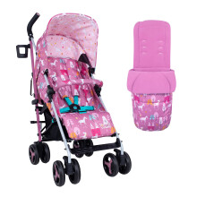 Cosatto Supa 3 Pushchair with Footmuff – Lightweight Stroller from Birth to 25Kg - Easy, Compact, Umbrella Fold, Large Shopping Basket, Carry Handle