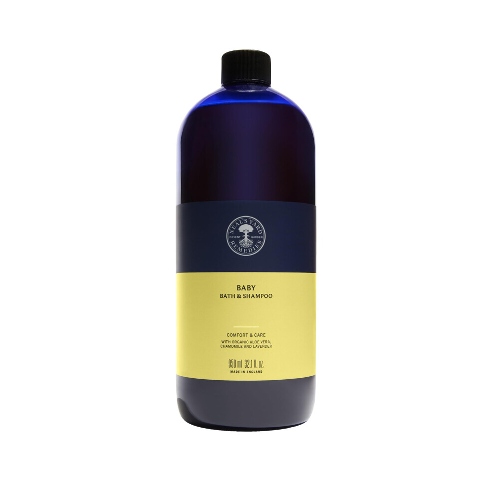 Neal's Yard Remedies Baby Bath & Shampoo, Body Wash Suitable For Newborns, With Lavender & Chamomile, Vegan & Cruelty-Free, 950Ml