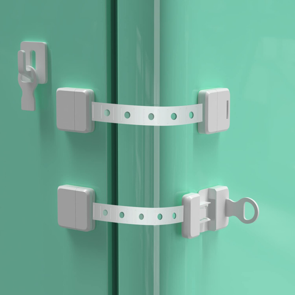 Child Safety Proof Straps Locks With Key, Kids Security Fridge Lock For Children, Baby Proofing Locks For Cupboard, Freezer, Oven, Toilet, Re Ymcrlux