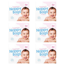 FAQ 6 Boxes x 200 (1200) Baby Fragranced Scented Nappy Bags with TIE Handles Disposable Sacks