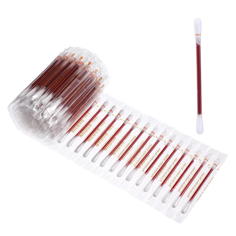 Yitaocity 100Pcs Disposable Cotton Swab Iodophor Skin Disinfection Swab Individually Wrapped Pads Double Head Cotton Swab Iodine For Hospital Home