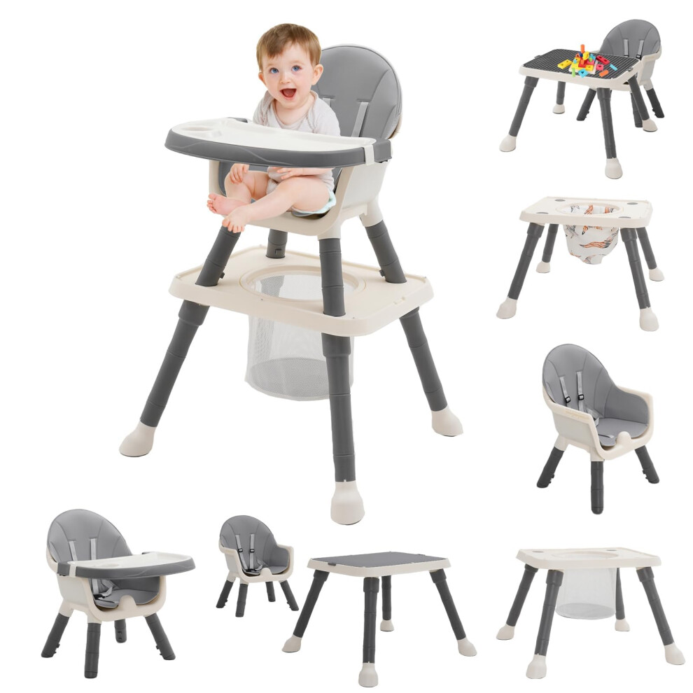 Ark Miido 7-In 1 Baby High Chair, Highchair With Removable Game Table, Adjustable Height, Footrest, Portable Baby Chair Multifunctional Combination For Babies