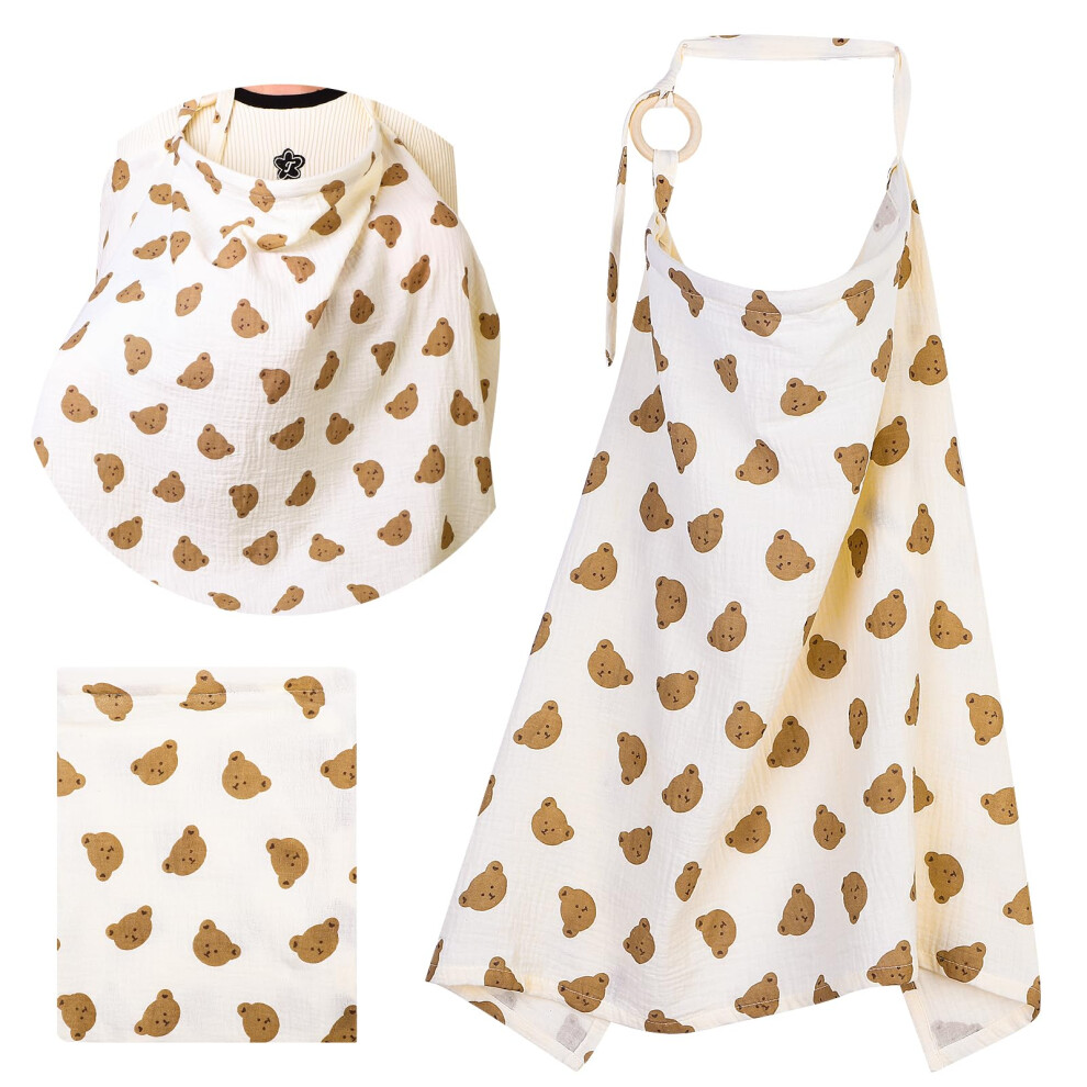 Breastfeeding Cover,Muslin Nursing Cover,360 Coverage Cotton Breast Feeding Cover,Soft Breathable Breast Feeding Coverall For Baby Car Seat Gsrenyu
