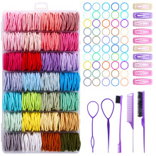 Hair Elastics Set with Hair Accessories, 435 Pieces, Multi-Colour, Includes Hair Ties, Combs, Hair Pins