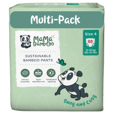 Mama Bamboo Soft, Breathable, Sustainable Bamboo Nappy Pants - Pull-Ups - Super Absorbent Lock Away core (Size 4-88 Pants)