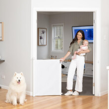 Indoor Outdoor Ultimate Retractable Safety Gate, 98cm Tall, Extends to 2m Wide, Extra Wide Stair Gate for Babies and Pets, One-Handed Operation, Wall