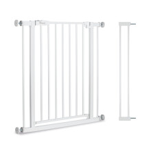 hauck Open N Stop 2 Set with 9cm Extension, White - Pressure Fit Baby Gate 84-89 cm for Doors and Stairs, Closes Manually, Opens to Both Sides with O