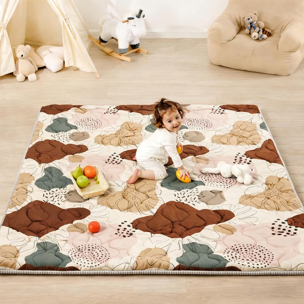 Baby Play Mats For Floor, Baby Mats For Floor Play 127X127cm, Thickened Playmat For Babies, Anti-Slip Mat, Machine Washable Lambluefly