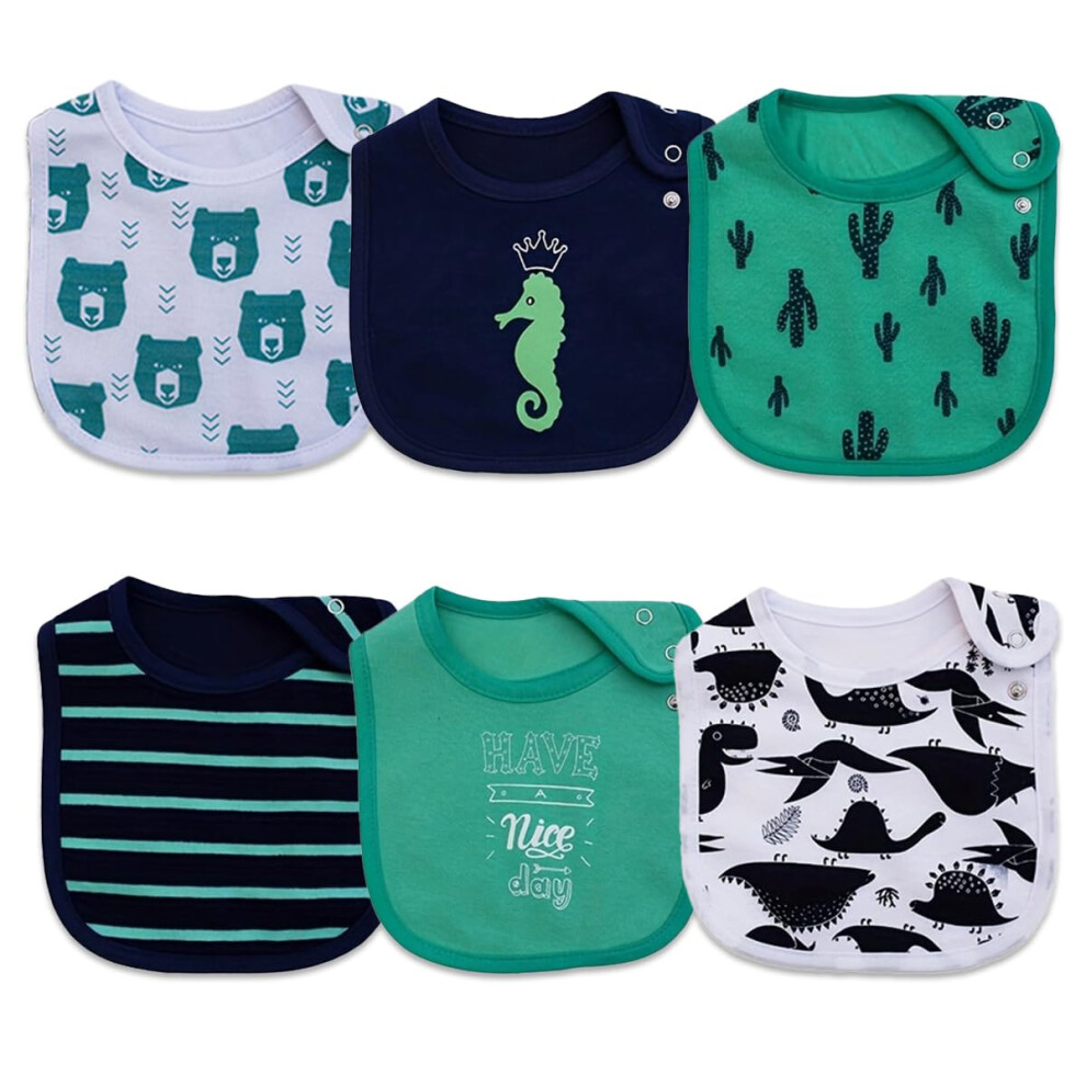 Maiwamita 6 Pack Waterproof Cotton Baby Bibs For Girls Boys For Drooling Eating