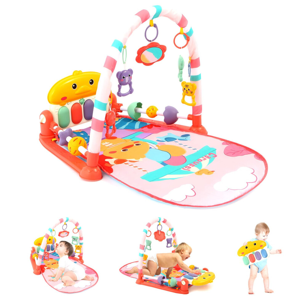 Baby Play Mat Baby Gym,Funny Baby Play Piano Gym Mat, With 5 Infant Sensory Baby Toys Ifunlong