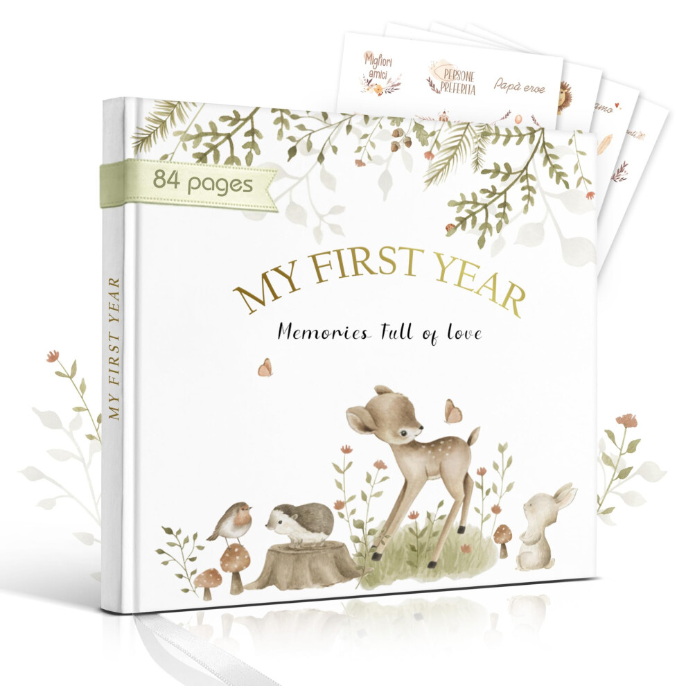 Baby Memory Book – My First Year Journal, Gender-Neutral Keepsake Book For Boys & Girls, Thoughtful Gift For New Parents, Deer Theme Hyggartn