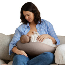 bbhugme Adjustable Nursing Pillow - Breastfeeding, Bottle Feeding, Baby Support - Adjustable Firmness and Fit - Washable Pillow Cover - Hazel Brown/S