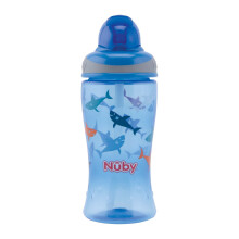 Nûby Flip-It Straw Cup for Children, Drinking Bottle with Straw for Toddlers, BPA-Free, Blue, 360 ml, 12+ Months