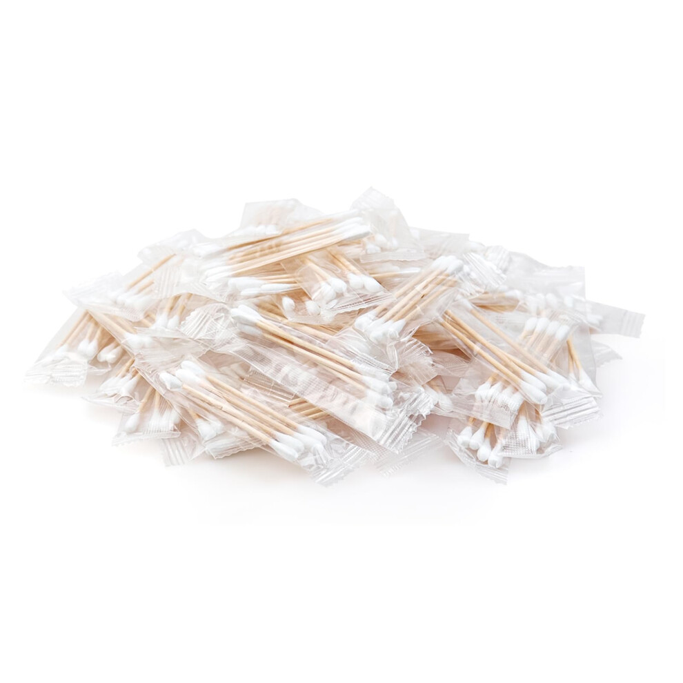 Hqslsund 100 Pack Cotton Swabs, Individually Wrapped Cotton Swab, Individually Wrapped Double Tipped Wooden Sticks For Ear, Make-Up(4Pcs Per Bag, 100 Bags, Do