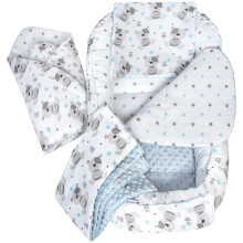 Medi Partners Baby Nest Pod for Newborn Babynest Bed 5pcs Set - 100x60x15 Lounger Essentials 0-12 Months sleeping bilateral Cocoon 100% Cotton (Teddy