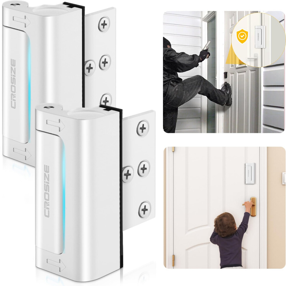 Crosize Home Security Door Locks 2 Pack, Metal Door Reinforcement Locks, 3 Withstands 800 Lbs Of Impact For Inward Swing Doors, Defender Security Doo 44362768