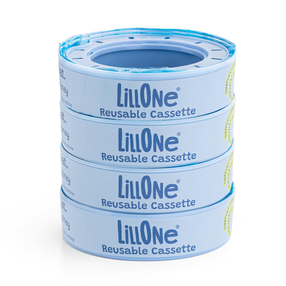 4 Refills With Reusable Cassettes For Nappy Bins, Compatible With Angelcare - Nappy Disposal Systems Lillone