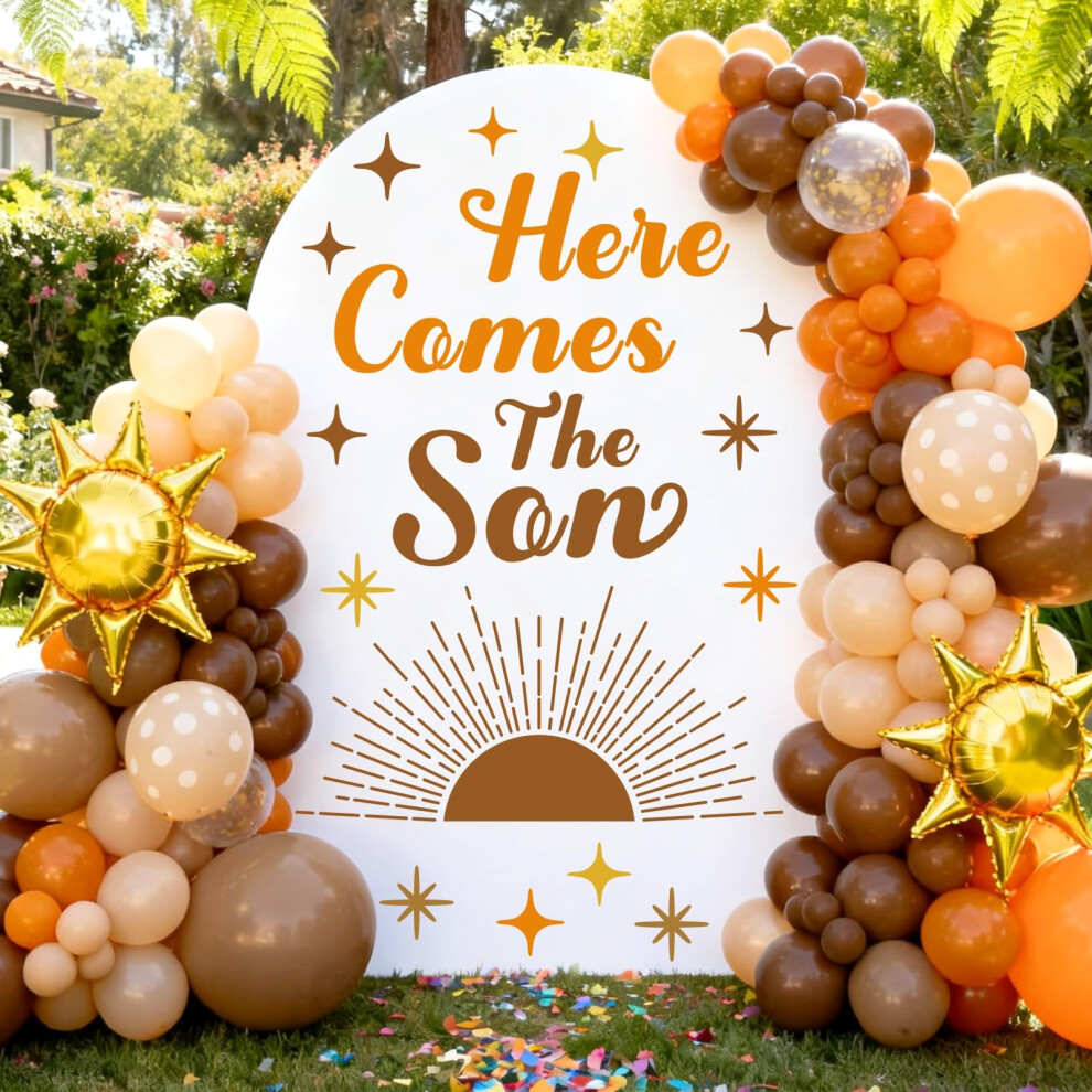 Baby Shower Decals 19 Pcs Here Comes The Son Stickers For Boy Gender Reveal Party Backdrop Balloon Arch Decor Welcome Baby Boy Supplies Mositu