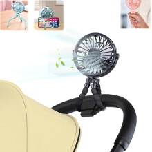 Pram Fan Clip on Stroller - USB Rechargeable Pram Fan with Night Light, 500mAh 3