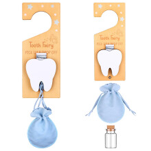 SevenMye Tooth Fairy Door Hanger Tooth Holder Bag with Velvet Pouch Teeth Keepsake Container Encourage Gift for Lost Milk Teeth Tiny Humans