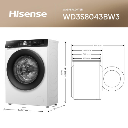 Hisense Hisense 3S Series WD3S8043BW3 Wifi Connected 8Kg / 1