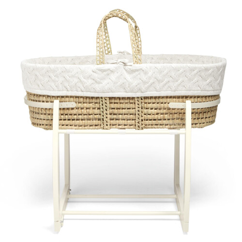 Mamas & Papas Mamas & Papas Moses Basket - White Cable Knit