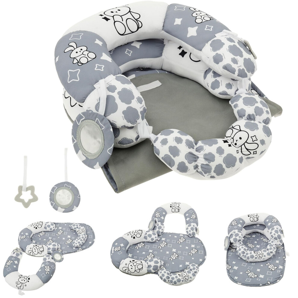 3-In-1 Tummy Time Mat And Seated Pillow For Baby, Sit Me Up Floor Seat With Detachable Support Pillow To Prevent Reflux, Portable Baby Tummy Time Pil Nihuifdpy