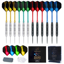 CENTAUR 12 Pack Steel Tip Darts, Professional 22 Grams Metal Dart Set with 4 Color Premium Aluminum Shafts and 4 Style PET Flights and Dart Case, Sil