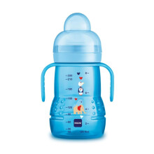 MAM Trainer Cup with Skinsoft Silicone Teat, Leakproof, Easy to Grab, 4+ Months, 220 ml, Blue