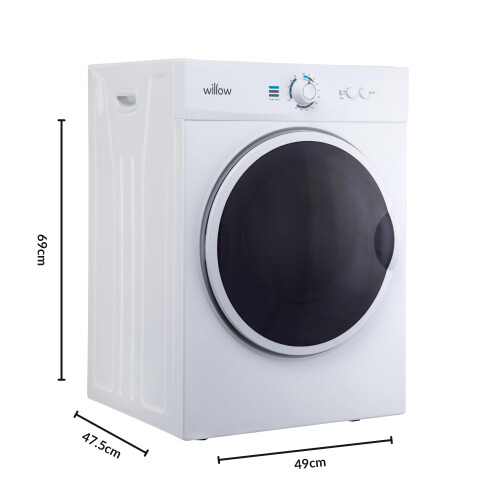 Willow WTD3W 3kg Compact Vented Tumble Dryer, Front 2